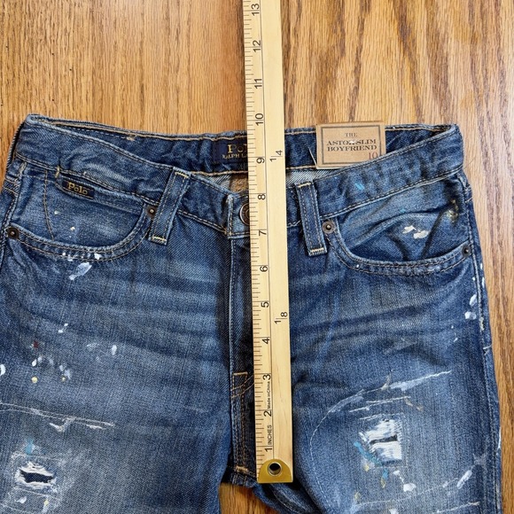 Polo Ralph Lauren Astor Slim Boyfriend Jeans Boys Size 10 Paint Splatter NWT - Picture 7 of 10